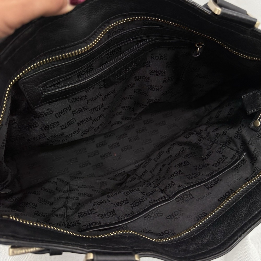 Michael Kors Large Yacht Style Large Black Leather Purse Bag Tote‎ - Picture 7 of 10